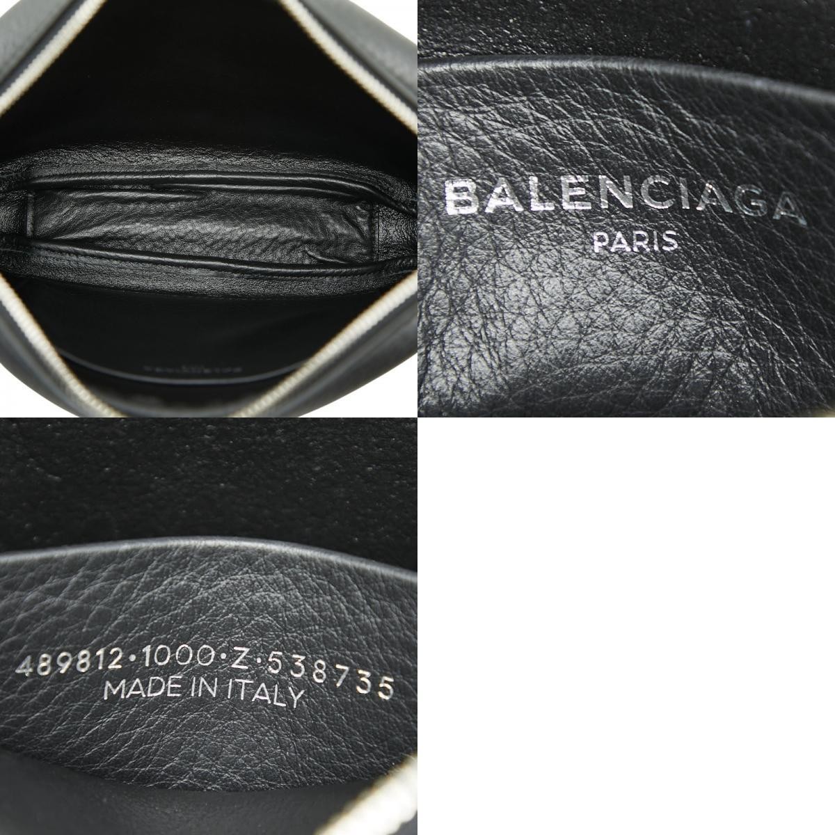 Balenciaga Shoulder Bag Leather Black Women's Used Authentic thumbnail 10