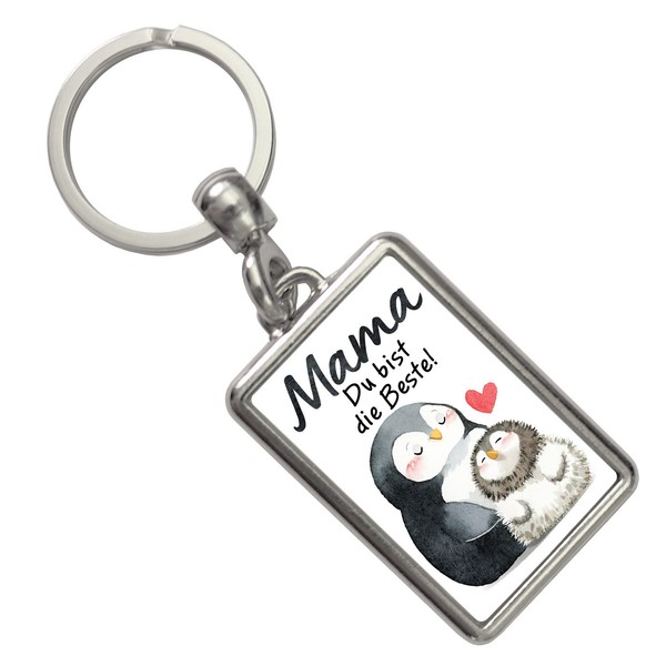 Pinguin Mutter Und Kind SchlüSselanhäNger Mit Spruch Mama Du Bist Die Beste-image