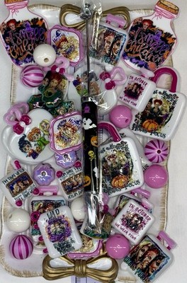 37 Hocus Pocus Embossed Focal Beads For  Beadable Pens  Keychains  Includes Pen
