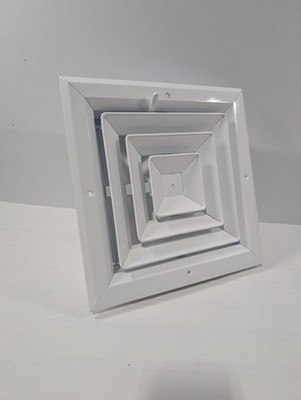 10''x10'' Ceiling Diffuser White Aluminum Square Shape 4 Way with Flow Control