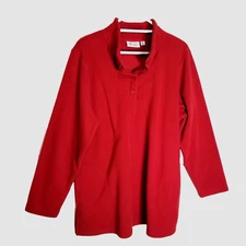 Denim & Co Top Women's XL Red Cozy Fleece Pullover Shirt Red Pockets