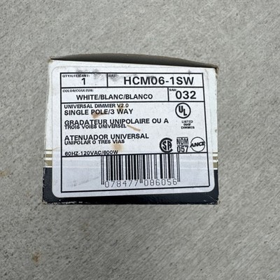 Leviton HCM06-1SW 600w Universal Dimmer Wall Switch Single Pole-3way DHC White