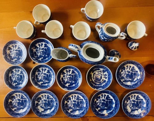 Vintage Children’s Tea Set Blue Willow 21 piece Set Made In Japan - Picture 9 of 17
