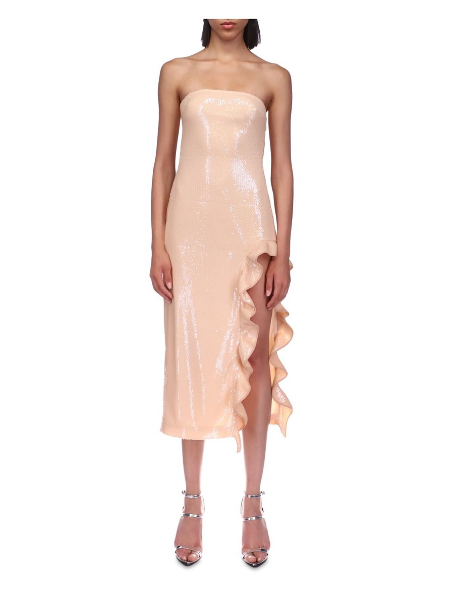 david koma beige dress DAVID KOMA Size 6 Beige Nude Mesh Spaghetti Straps Cocktail Dress  Sui  Generis Designer Consignment