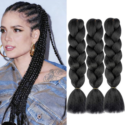 Natural Black Braiding Hair Extensions High Temperature Fiber Jumbo Braiding Hai