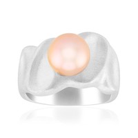 Pfirsich Ming Perle Silber Ring