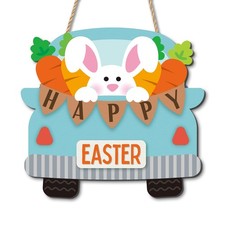 Wooden Easter Door Sign For Front Door Blue Wood Wall Hanging Decor Ornament