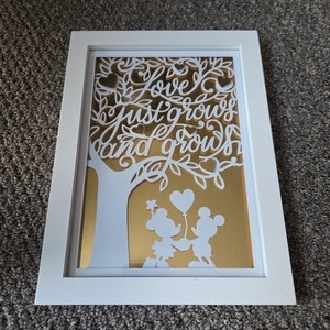 Hallmark Disney Frame Mickey And Minnie Mouse Love Just Grows White Gold Tree