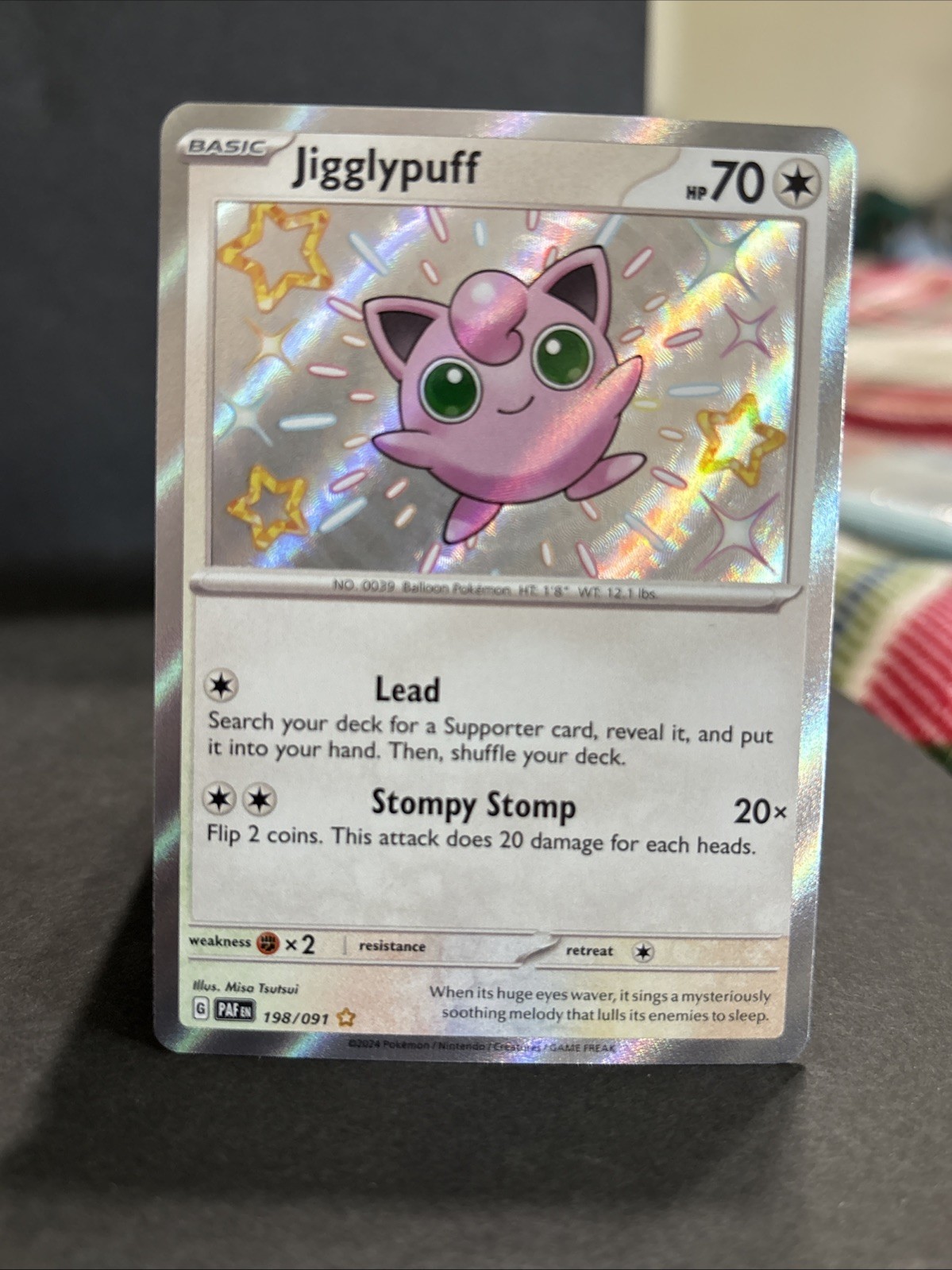 Pokemon TCG Paldean Fates Jigglypuff Card 198/091 Shiny Holo Rare