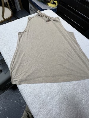 Investments Essentials Women s Beige High Neck Ruched Sleeveless Rayon Tank 2X