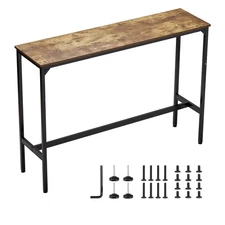 KFFKFF Bar Table with Sturdy Metal Frame, High Top Pub Design, Slim Long Kitchen