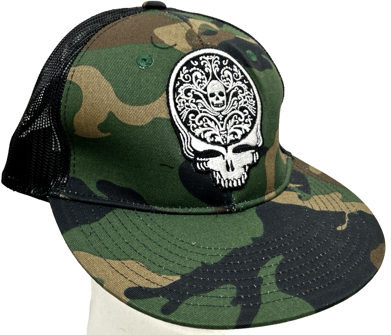 Grateful Dead Camo Ball Cap Snapback Hat Adjustable Mesh Back New