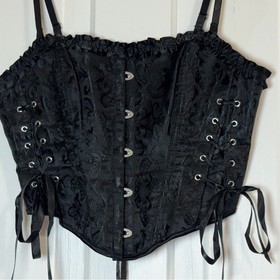 Women's size medium Elegant Black Lace-Up Corset Top
