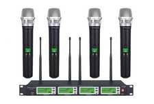 GTDaudio 4x800 UHF Diversity Wireless Mic System 4 Handheld