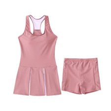 Girls Tennis Golf Dress Outfit Sleeveless Racerback Dresses with Shorts Pocke...