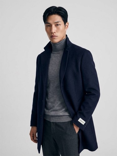 John W Nordstrom 100% Cashmere Overcoat Size XL NAVY retail $899 #310