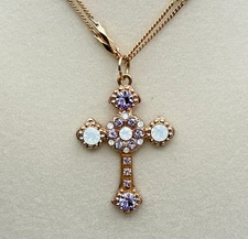 Mariana Cross Necklace Swarovski Crystal Lavender Purple Opalescent