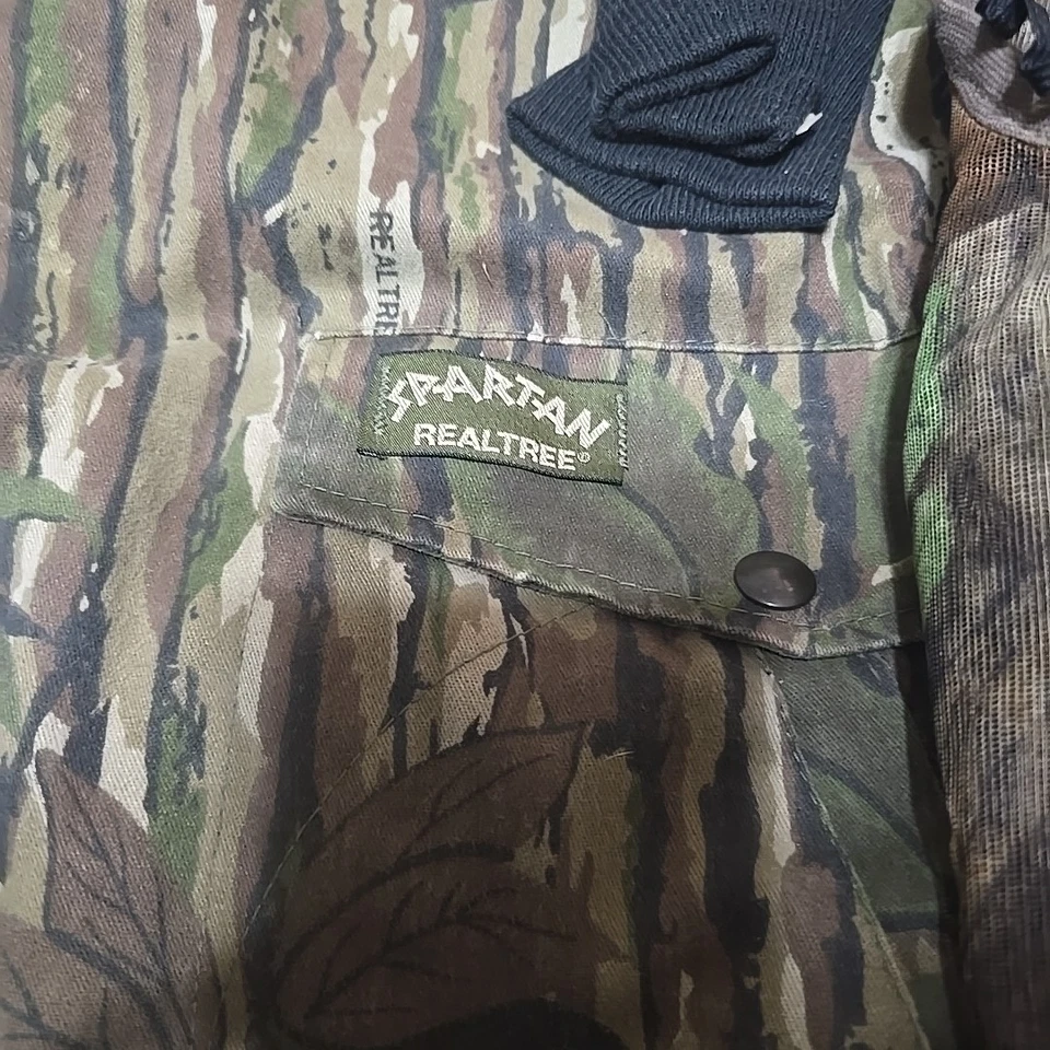 Vintage Spartan Real Tree Camo Hunting Bomber Jacket XL CamoGloves And Camo Mask - Image 2 of 4