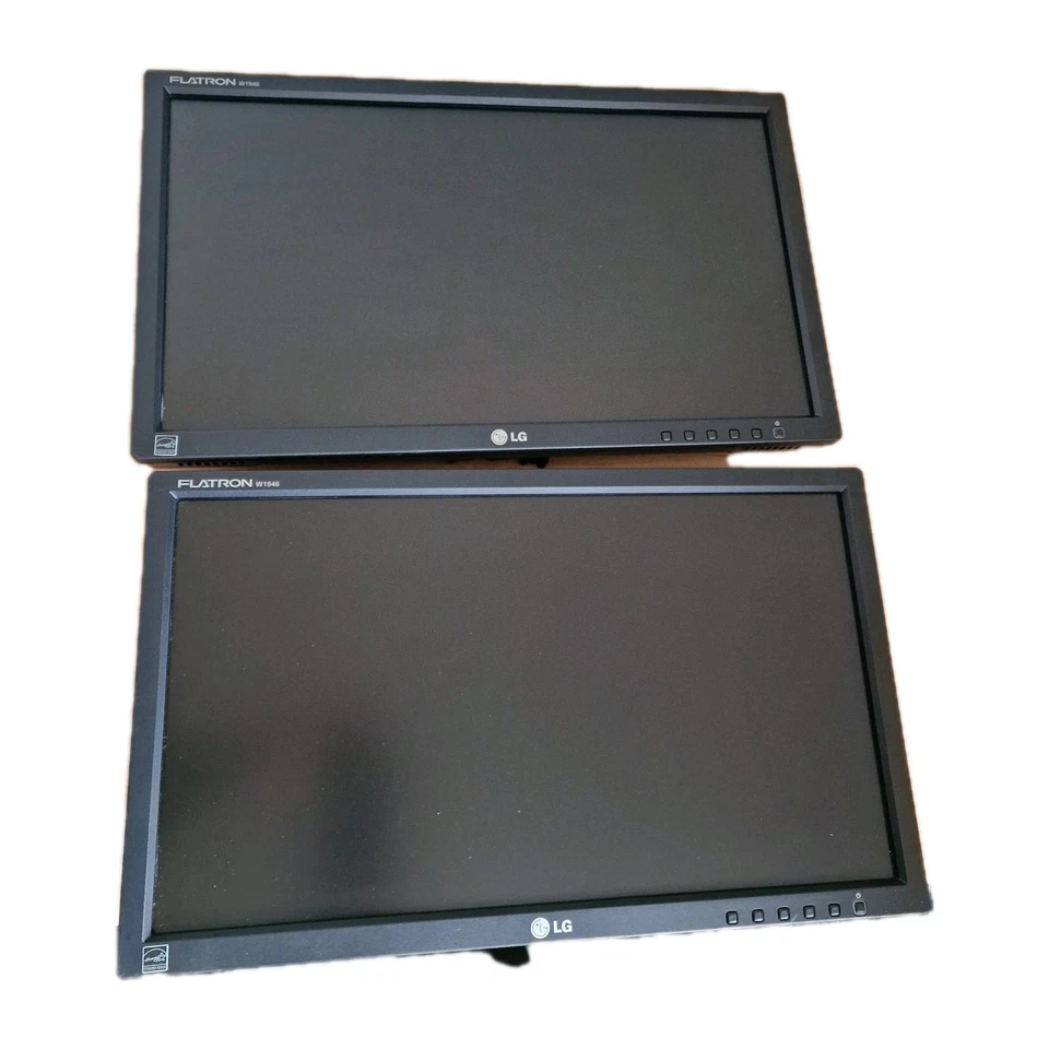 Pair of LG Flatron W1946S-BF 19 inch VGA 1366x768 Monitors with Cables, cctv - Image 4 of 4