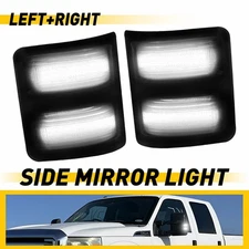 For Ford F250 F350 F450 F550 Smoked White LED Side Mirror Marker Signal Lights