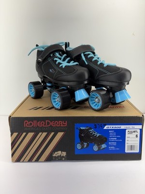 GTX 500 Roller Skate Black/Teal Size 6 Adult Roller Derby America s Skate Comp