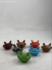Boyd Multicolor Glass Miniature Hen On Nest Salt Cellar Dishes Lot Of 7