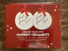Pet Paw Print Ornament Kit  Create 2 Ornaments  No Mess  Easy DIY Keepsake