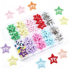 55pcs 1.22" Star Hair Clips Cute Hair Clips for Girls Colorful Metal Snap Hair B