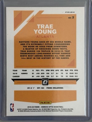 2019-20 Panini Donruss Optic - Trae Young #2 Blue Velocity Prizm