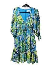 Taylor 8 Smock Waist Ruffle Tiered Dress Chiffon Peasant Fairy Y2K Cottagecore