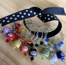 NEW  8 CATS CATS COLORFUL CATS Wine Glass Charms Set Of 8