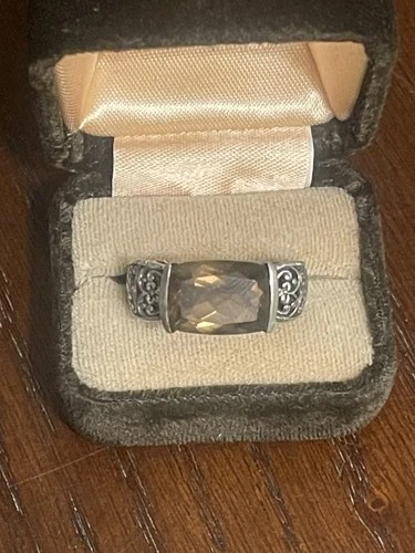 Vintage CNA Thailand 925 Sterling Silver Smoky Quartz Ring Size 11