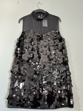Sequinned Black Ladies Mini Party Dress Uk X-Small RRP£28.99