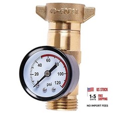 Brass RV Water Pressure Regulator 40-50PSI with Gauge and Filter Screen,