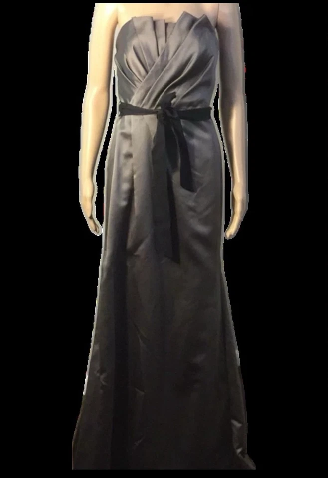 女式 2 码白色 Vera Wang 露肩连衣裙全长锡灰色 — 第 4/4 张图片