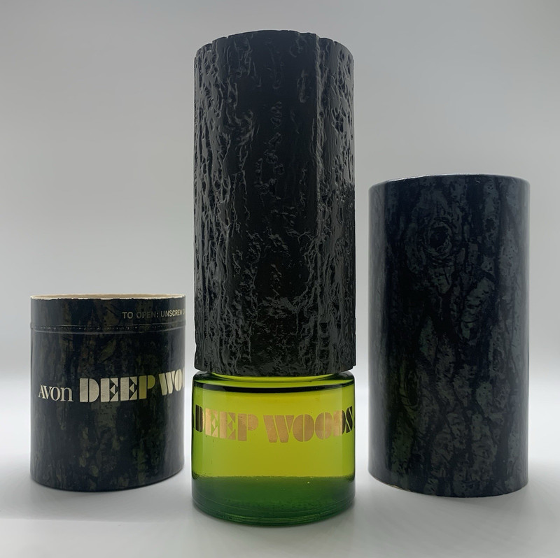 1970s Avon Deep Woods Cologne 5 fl oz Glass Bottle w/ Tube Packaging Movie Prop