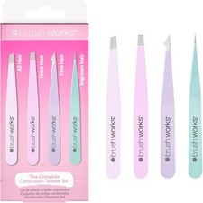Image of Brushworks HD 4 Piece Combination Tweezer Set - Pastels