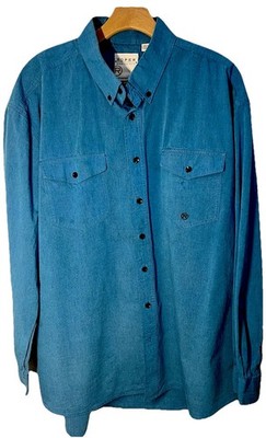 Roper Western Shirt Mens XL Blue Long Sleeve 100% Cotton Button Down