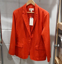 Seasalt Cornwall Erica Linen Blazer Jacket Tomato Red UK 18