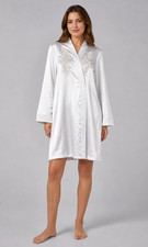 Linea Donatello Satin Robe L/XL White Polyester Open Applique Sequined BRIDE