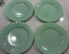 MCKEE JADEITE set of 4 DINNER PLATE Laurel/Skokie Pattern Uranium Glass 1930-50