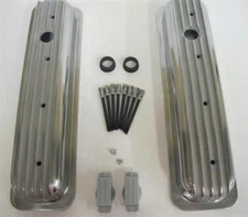 Chevy GM 305 350 Short 2-9/16 Finned Aluminum Valve Covers Retro Vortec 5.0 5.7