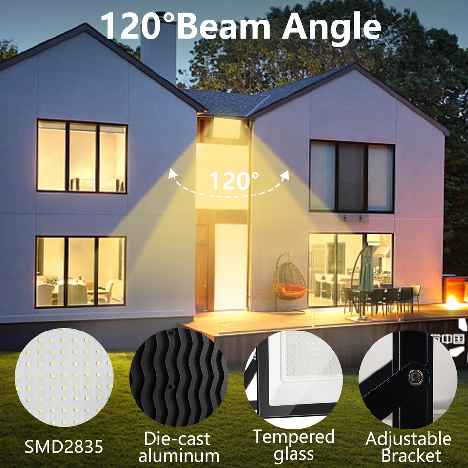 LED Strahler 10W-600W Außen Fluter Flutlicht Baustrahler Scheinwerfer 230V IP65 - Bild 3 von 4