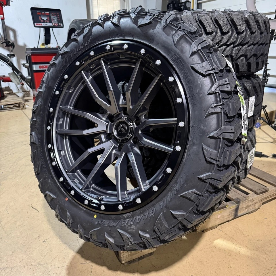 22x10 Fuel D680 Rebel Gray Wheels 28555R22 MT Tires 6x5.5 GMC Sierra 1500 Yukon - Image 3 of 4