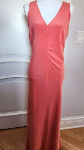 BLOOMINGDALES 100% SILK LINED MAXI DRESS SLEEVELESS ORANGE SIZE 10 - Picture 1 of 12