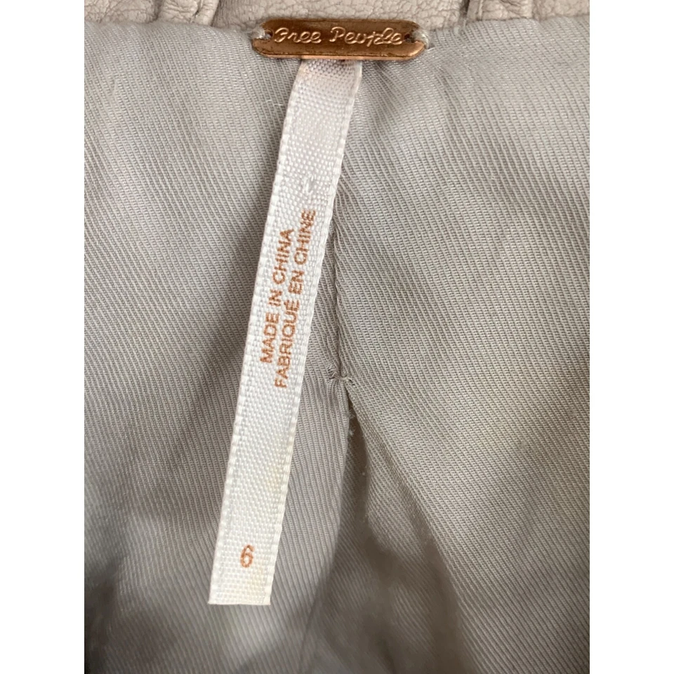 Free People Womens Size 6 Small Faux Leather Moto Jacket Blush Zipper Detail - Image 3 of 4