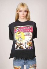 90s Wonder Woman T-shirt L vintage black sensation comics distressed dc cutout