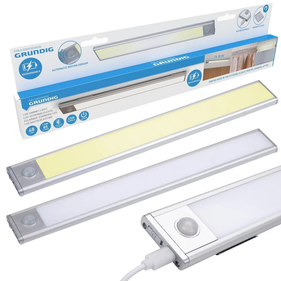 GRUNDIG Sensor Akku Lampe 48 warmweße LED Leuchte Schrankleuchte Unterbauleuchte - Bild 1 von 4