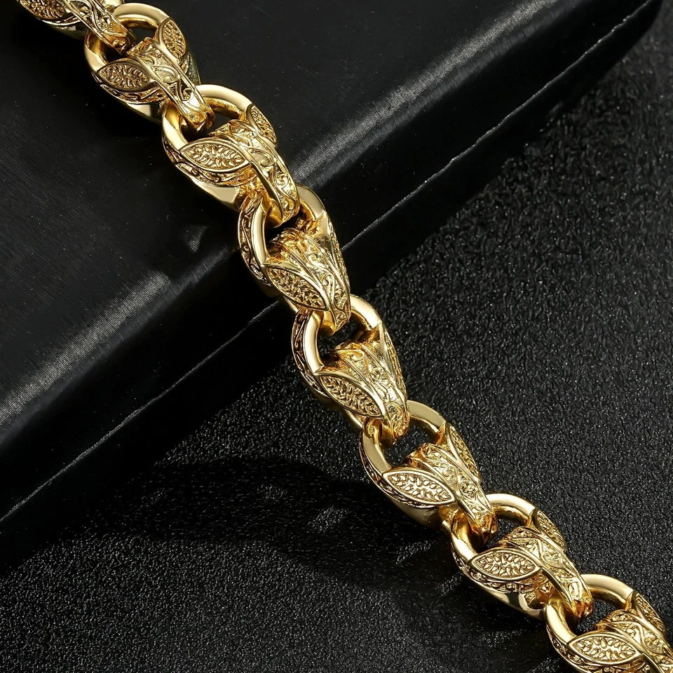 New Luxury 9ct Gold Filled 12mm 3D Tulip Bracelet With Albert Clasp - Image 2 of 4