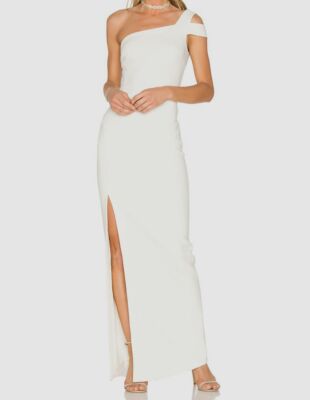 $378 Likely Women's White Sleeveless One Shoulder Maxson Gown Dress Size 0